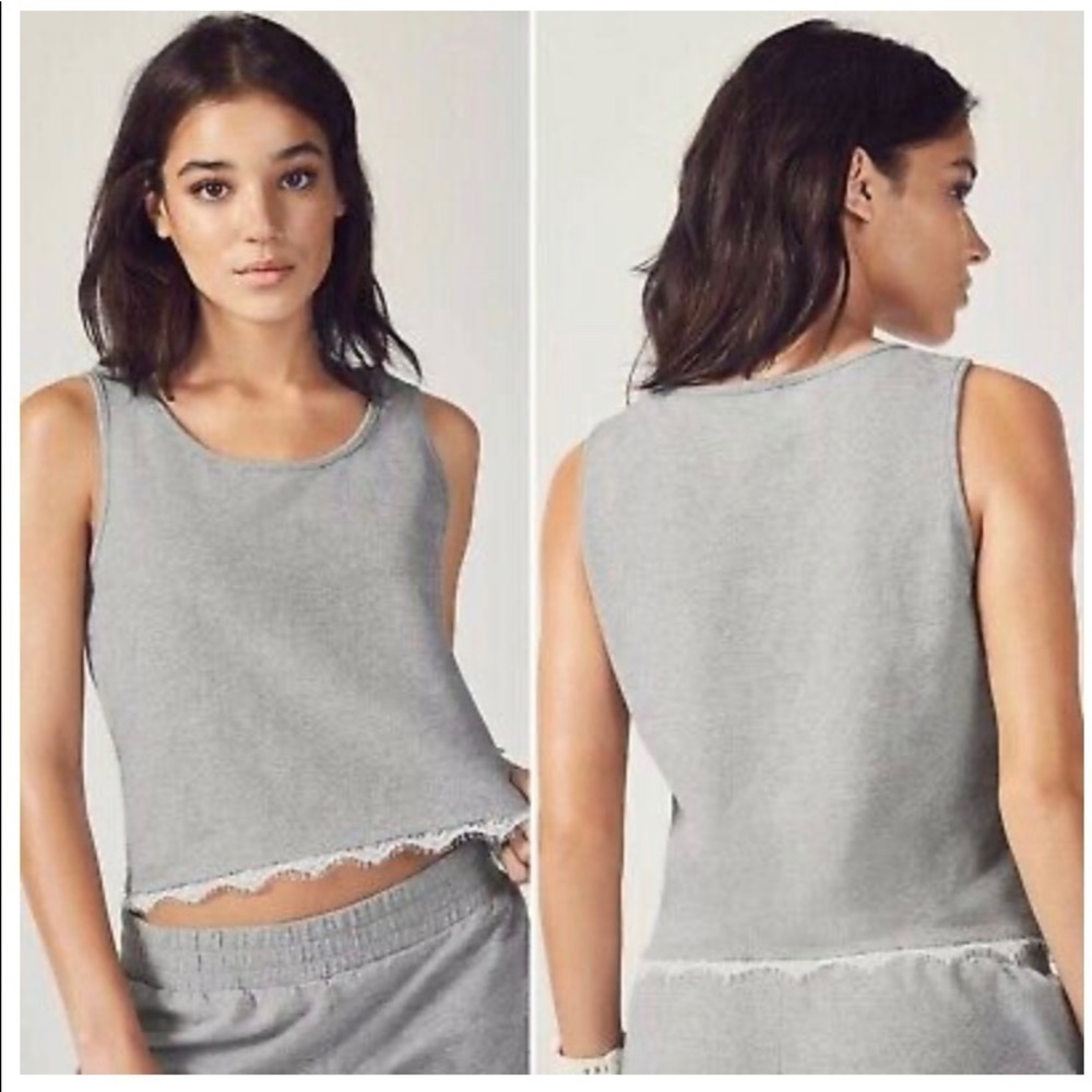 Fabletics gray lace crop size L